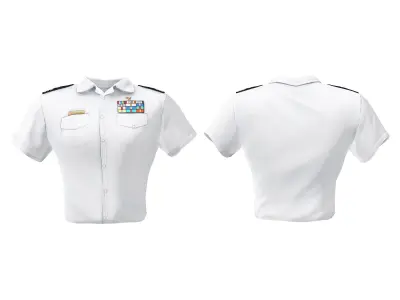 Men Summer White Navy Officer Military Uniform Outfit Low-poly 3D model