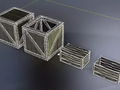 Wooden Crates Low-poly 3D model purchase