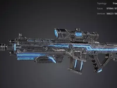 Futuristic Rifle 3D model get