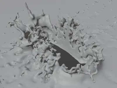 Animated liquid water splash simulation 3D model