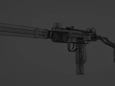 Mini UZI Suppressed Model Low-poly 3D model