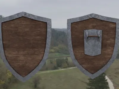 lowpoly shield two metal shields Low-poly 3D model