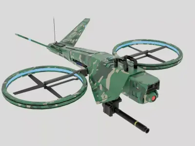 Military hover drone Low-poly 3D model
