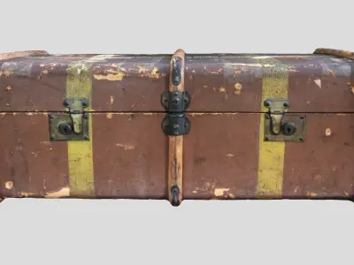 Vintage Wood Chest Low-poly 3D model
