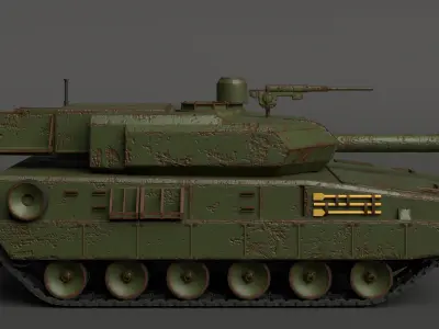 Green Military Tank  Low-poly 3D model