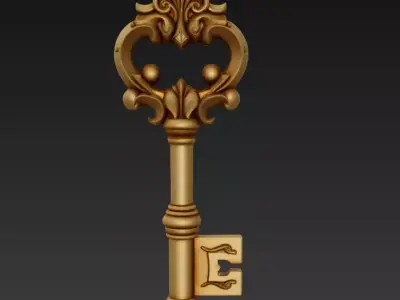 Antique Baroque Key - Royal Relic Sculpture 3D Model 3D print model