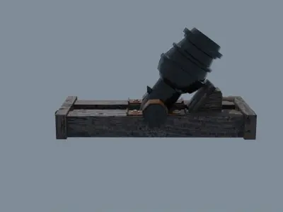 Ship howitzer cannon 64lb - 3D Model - Low-poly 3D model