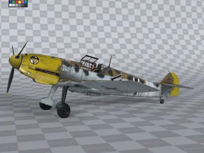Messerschmitt BF109 German Fighter Airplane North Africa V3 3D model