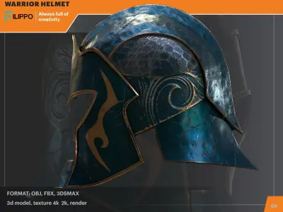 warrior helmet Low-poly 3D model purchase