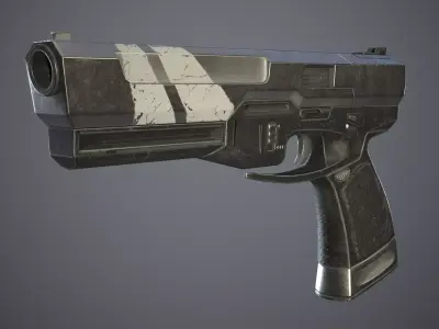 Shabby  gun  of the near future Low-poly 3D model