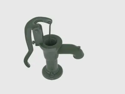  Old Green Hand Water Pump  Low-poly 3D model