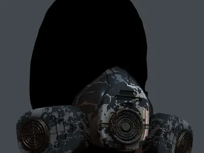 Gas mask helmet 3d model scifi Low-poly Low-poly 3D model Low-poly 3D model 32