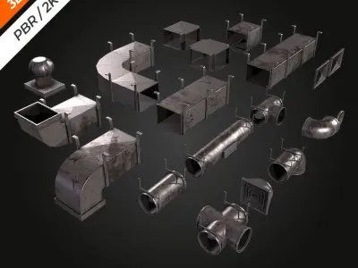 Air Pipes Vents Low-poly 3D model
