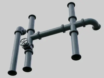 Industrial Pipes 1B Low-poly 3D model