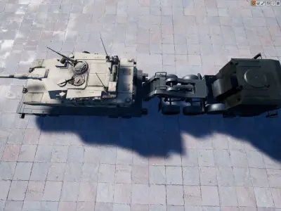 Semi Trailer and M1A1 Tank Low-poly 3D model