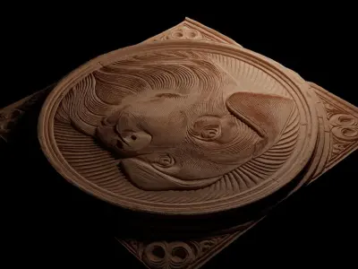 Dog CNC 3d Print High Relief Sand Casting 3D print model