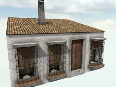 Old High-Quality 3D Colonial House Low-poly 3D model order