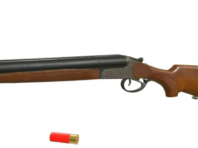 Baikal MP-221 Double Barrel Shotgun Low-poly PBR Low-poly 3D model