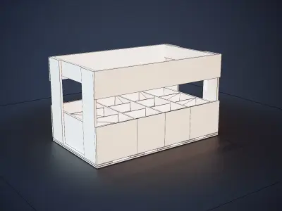 Wooden Drink Crate Low-poly 3D model