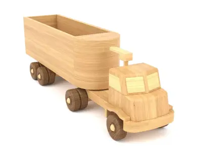 Wooden toy truck 12 3D model