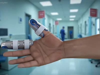  Injured Hand Wearing Orthopedic Finger Splints 