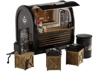 Foodtruck Coffee black set 2 3D model