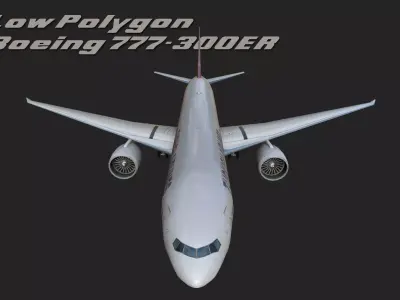 Boeing 777 Turkish Low-poly 3D model
