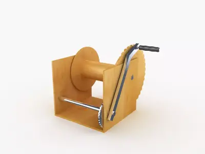 Winch wooden reel 3D model