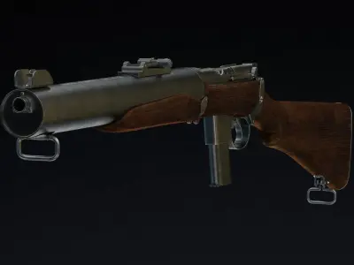 De Lisle Carbine Low Poly  Low-poly 3D model