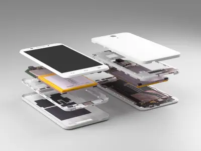  Low polygon disassembled mobile phone 