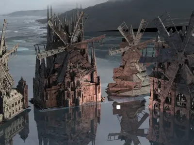 Inns mouth Horror Factory Windmill Kitbash 3D model