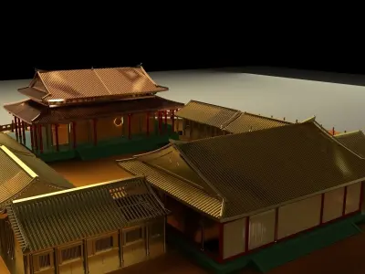 Chinese ancient courtyard house  3D model