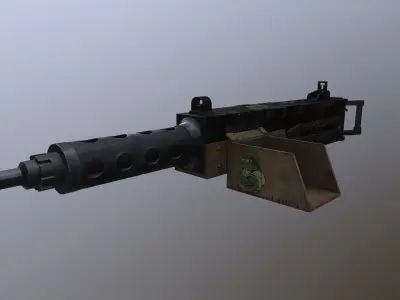 Machine gun - Browning M2 - Low Poly PBR 3d Model  Low-poly 3D model