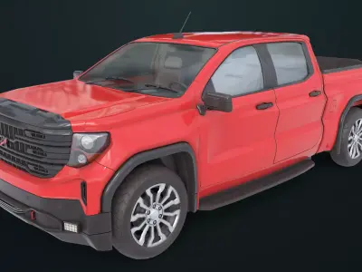 Generic Pickup Truck 02 Red All PBR Unity UE Textures Low-poly 3D model