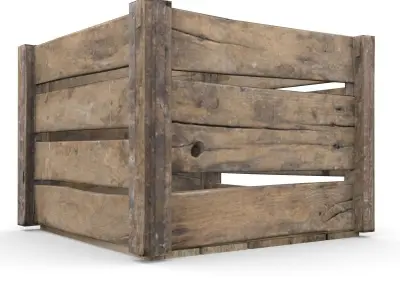 Wooden crate Low-poly 3D model 3