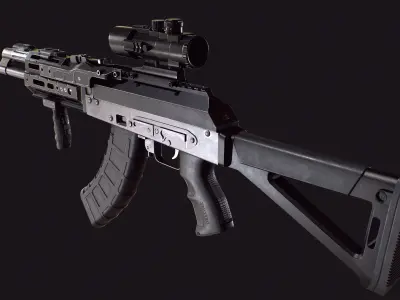 AK 47 model Low-poly 3D model