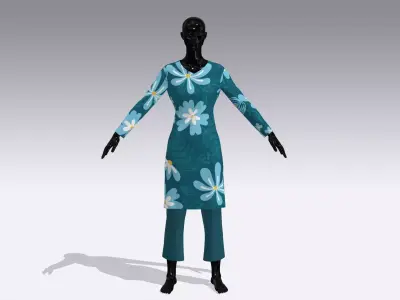 Female Cloth Dress Low-poly 3D model