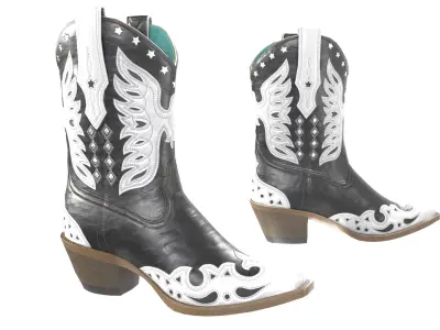 Eagle Star Cowboy White Boots 3D model