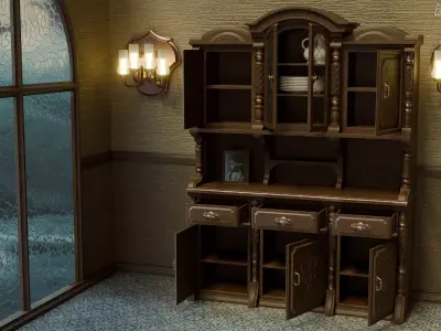 Vintage Furniture Bundle Low-poly 3D model