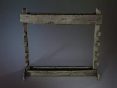 Wooden Weapon Rack Low-poly 3D model