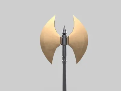 Battle axe Low-poly 3D model 11