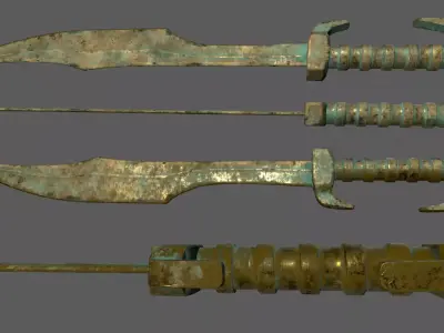 sword rusty Low-poly 3D model