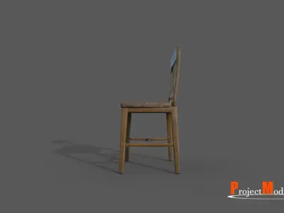 Antique chair Years 1960-1970 Version 002 Low-poly 3D model