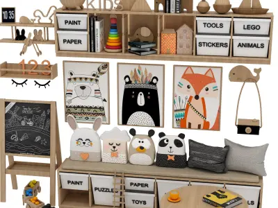 toys and furniture set Low-poly 3D model 5