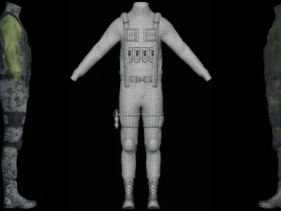 Tactical Military Outfit Game Ready 4K Textures PBR Low-poly 3D model