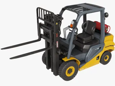 Forklift Truck 02 Yellow Rigged All PBR Unity UE Textures 3D model