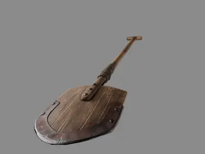 Medieval wooden shovel Low-poly 3D model