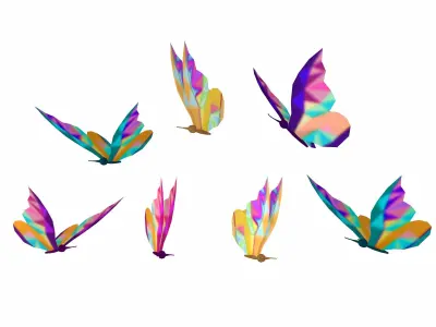  Cartoon Butterfly Collection -LOW POLY Low-poly 3D model