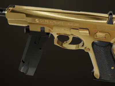 Pistol 09 Gold Generic All PBR Unity UE Textures Included Low-poly 3D model