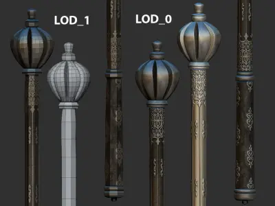 Medieval mace Low-poly 3D model 13